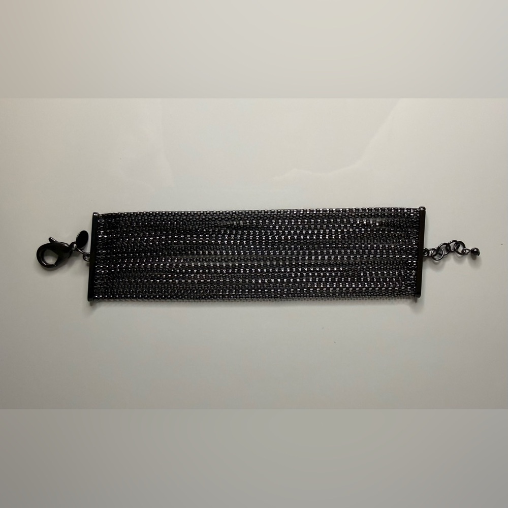 Black or Dark Gun Metal Multi-Row Chain Bracelet